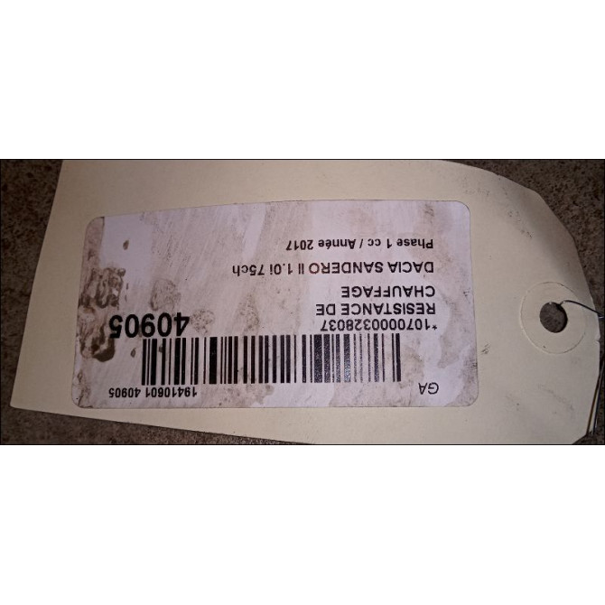 Resistance de chauffage occasion DACIA SANDERO II Phase 1 10-2012->... 1.0i 75ch 271435467R 3