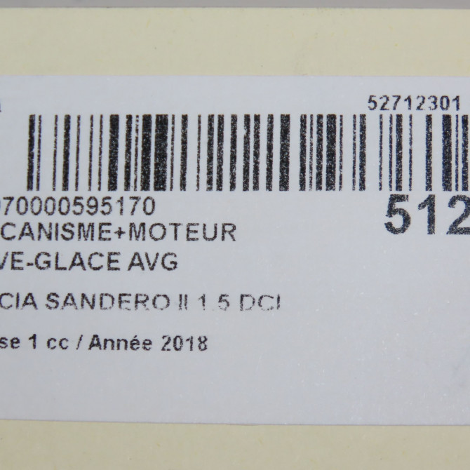 Mecanisme+moteur leve-glace avg occasion DACIA SANDERO II Phase 1 10-2012->... 1.5 DCI 90ch 7