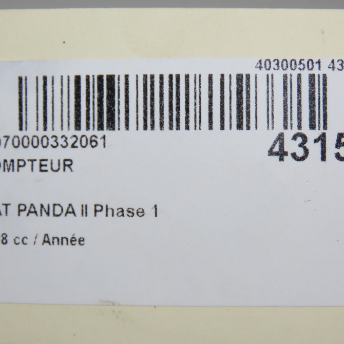 Compteur occasion FIAT PANDA II Phase 1 09-2003->12-2012 1.2i 60ch 51711240 5
