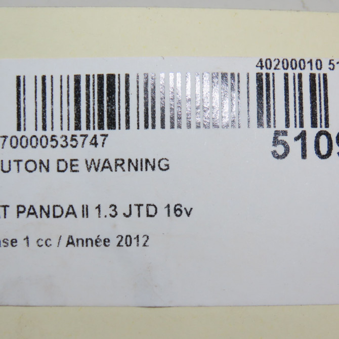 Bouton de warning occasion FIAT PANDA II Phase 1 09-2003->12-2012 1.3 JTD 16v 75ch 735357113 6