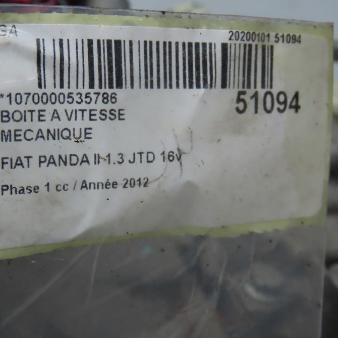 Boîte à vitesse mecanique occasion FIAT PANDA II Phase 1 09-2003->12-2012 1.3 JTD 16v 75ch 55232012 6