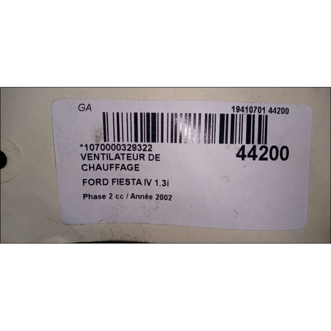 Ventilateur de chauffage occasion FORD FIESTA IV Phase 2 09-1999->09-2002 1.3i 1055062 3
