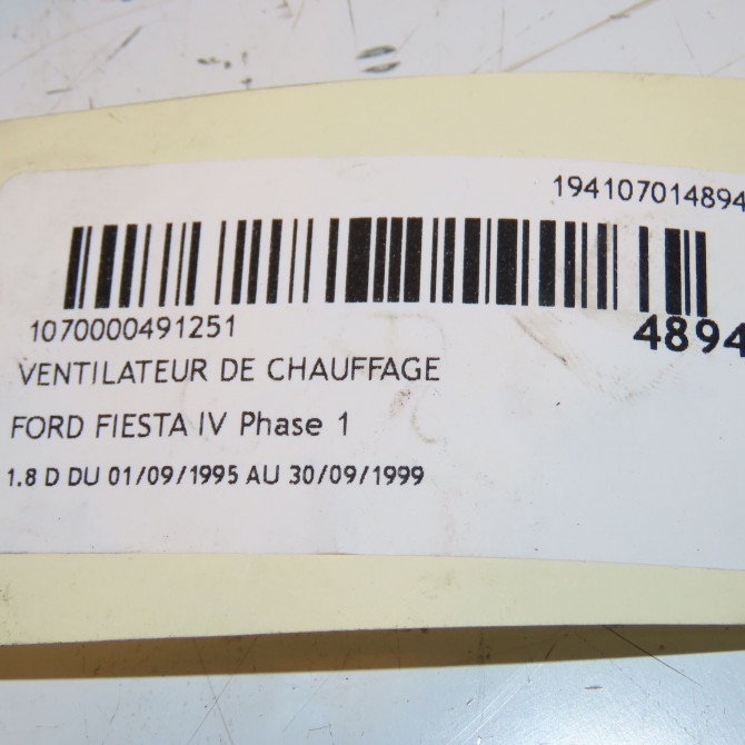 Ventilateur de chauffage occasion FORD FIESTA IV Phase 1 09-1995->09-1999 1.8 D 1055062 3