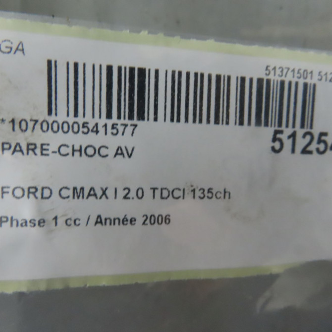 Pare-choc avant occasion FORD CMAX I Phase 1 09-2003->03-2007 2.0 TDCI 135ch 1334684 8