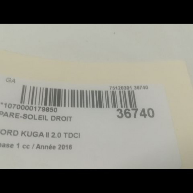 Pare-soleil droit occasion FORD KUGA II Phase 1 09-2012->... 2.0 TDCI 150ch 2265286 3