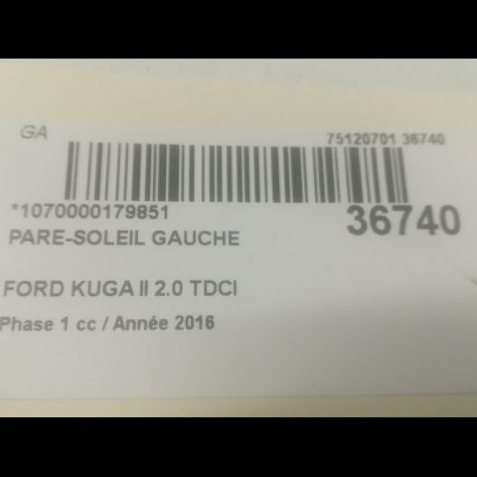 Pare-soleil gauche occasion FORD KUGA II Phase 1 09-2012->... 2.0 TDCI 150ch 2265298 3