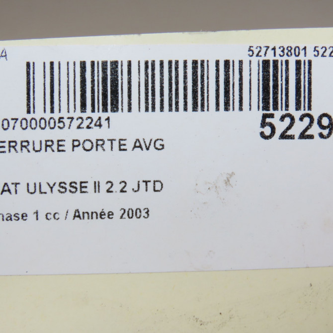 Serrure porte avg occasion FIAT ULYSSE II Phase 1 09-2002->06-2010 2.2 JTD 9645109980 5