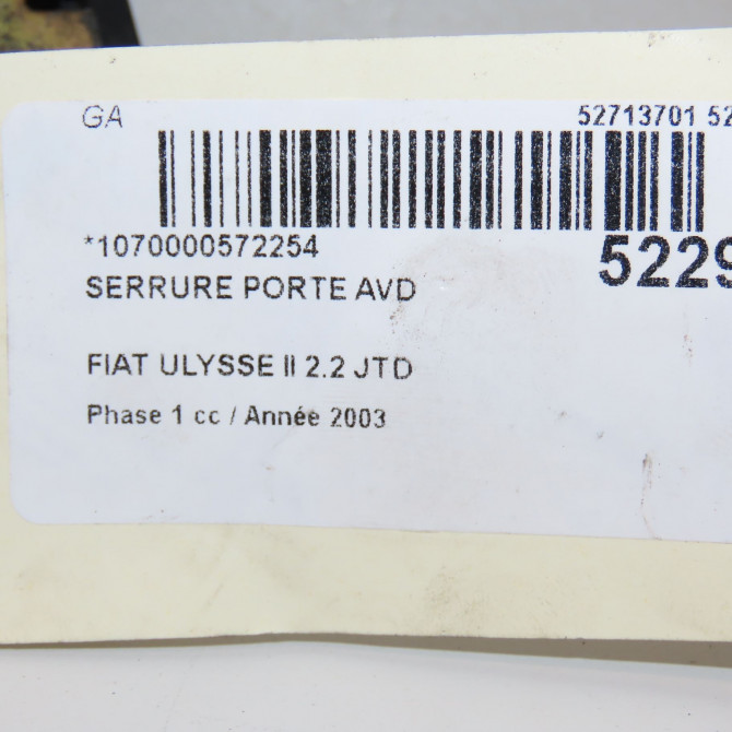 Serrure porte avd occasion FIAT ULYSSE II Phase 1 09-2002->06-2010 2.2 JTD 9645109880 5