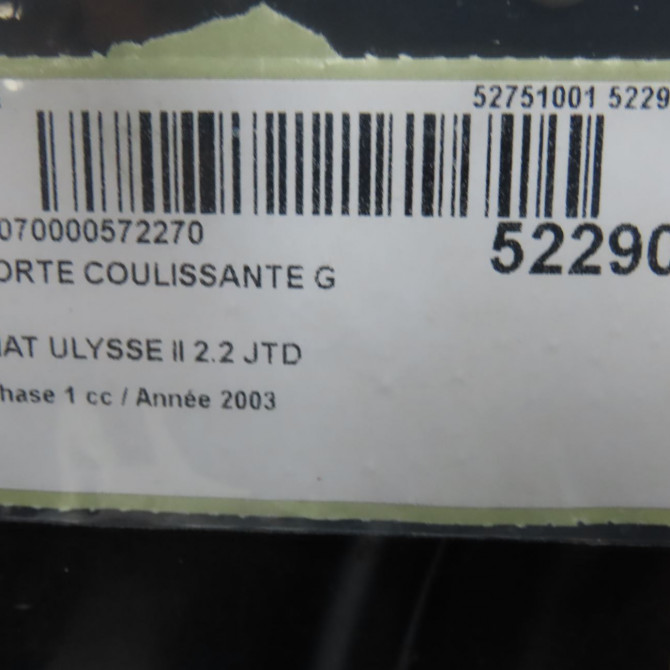 Porte coulissante g occasion FIAT ULYSSE II Phase 1 09-2002->06-2010 2.2 JTD 9459933687 5