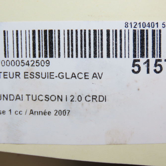 Moteur essuie-glace avant occasion HYUNDAI TUCSON I Phase 1 09-2004->10-2010 2.0 CRDI 140ch 2WD 981102E000 5