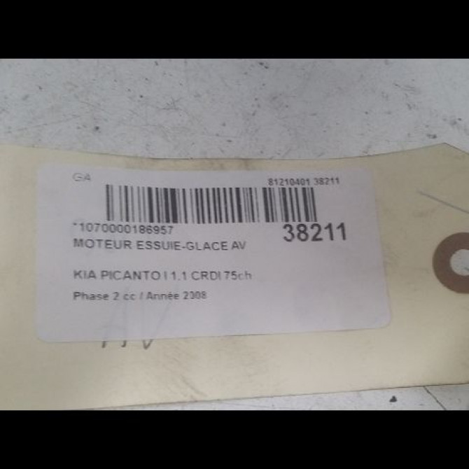 Moteur essuie-glace avant occasion KIA PICANTO I Phase 2 01-2008->03-2011 1.1 CRDI 75ch 9811007000 3