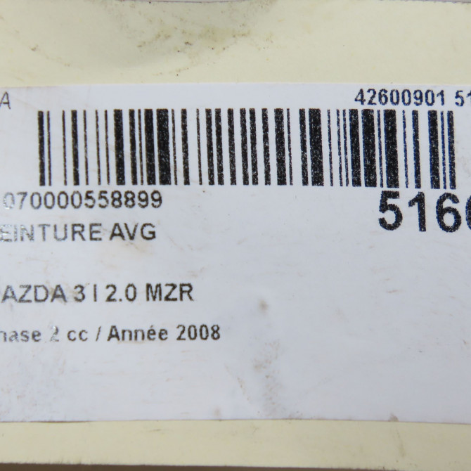 Ceinture avant gauche occasion MAZDA 3 I Phase 2 07-2006->06-2009 2.0 MZR BR5S57L90D30 7