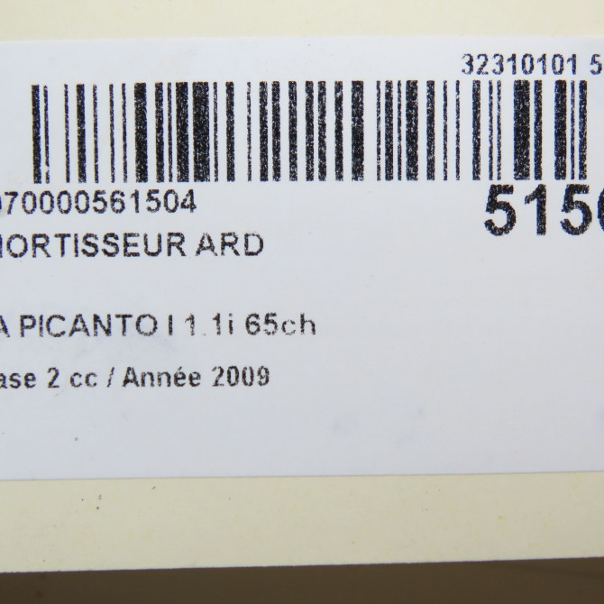 Amortisseur arrière droit occasion KIA PICANTO I Phase 2 01-2008->03-2011 1.1i 65ch 5531007201 6