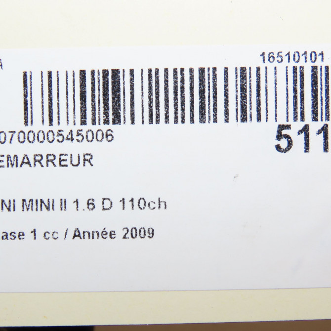 Démarreur occasion MINI MINI II Phase 1 09-2006->12-2010 1.6 D 110ch 12417805098 7
