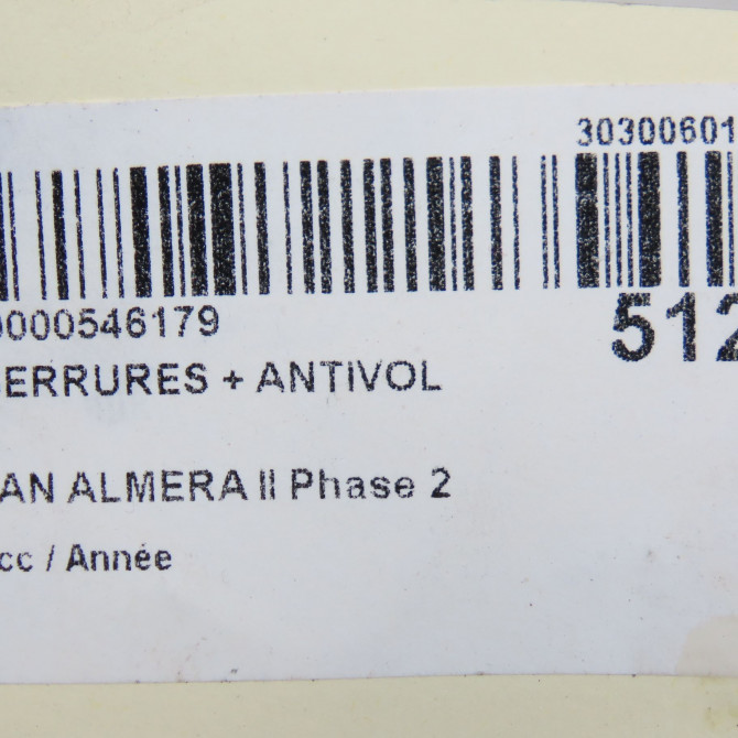 Kit serrures + antivol occasion NISSAN ALMERA II Phase 2 09-2002->12-2005 K9810BN813 7