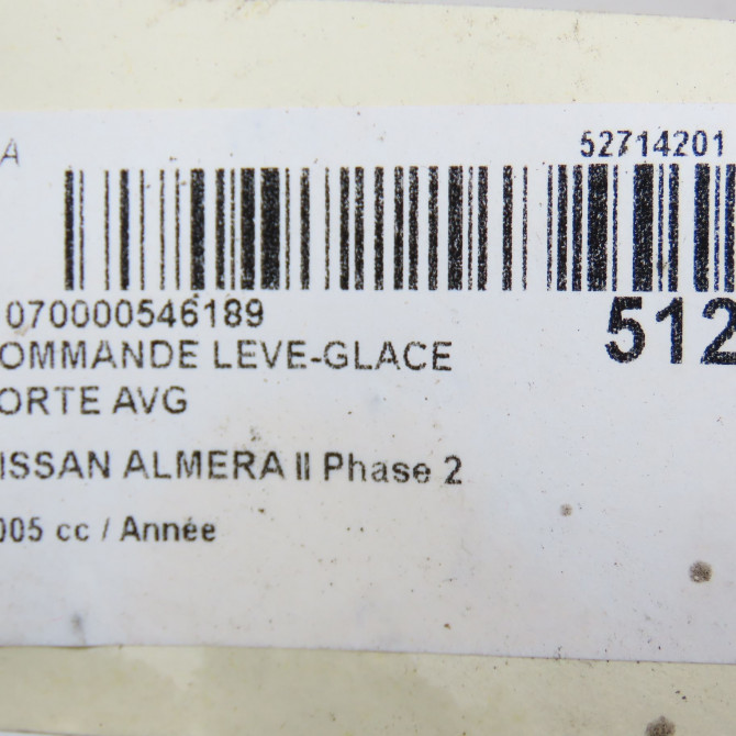 Commande lève-glace porte avant gauche occasion NISSAN ALMERA II Phase 2 09-2002->12-2005 25401BU815 5