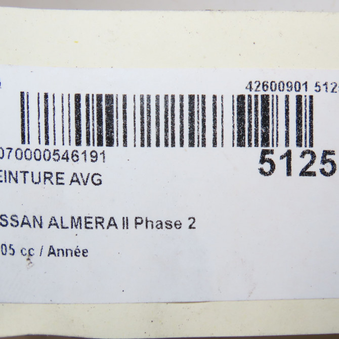Ceinture avant gauche occasion NISSAN ALMERA II Phase 2 09-2002->12-2005 86885BM422 6