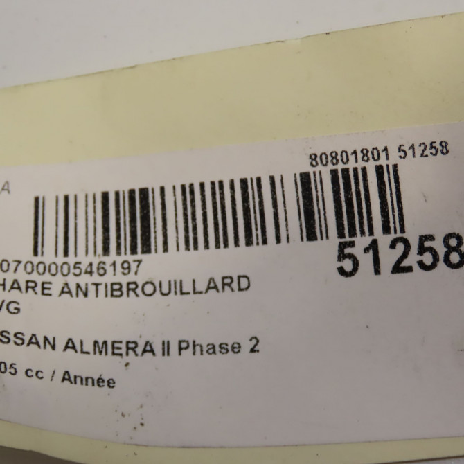 Phare antibrouillard avant gauche occasion NISSAN ALMERA II Phase 2 09-2002->12-2005 26155AU326 5