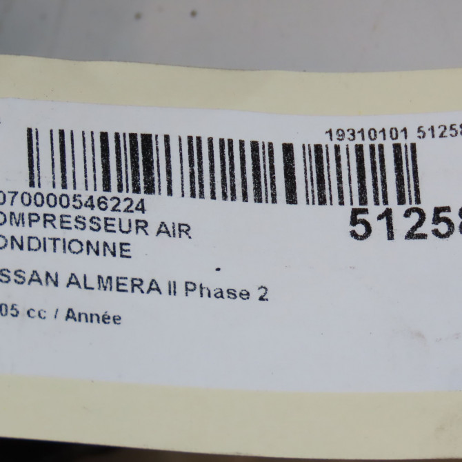 Compresseur air conditionne occasion NISSAN ALMERA II Phase 2 09-2002->12-2005 926009F510 7