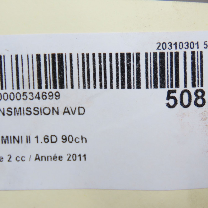 Transmission avant droite occasion MINI MINI II phase 2 08-2010->... 1.6D 90ch 31608605470 7