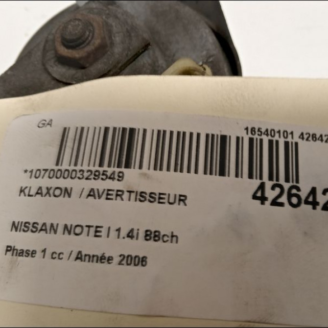 Klaxon  / avertisseur occasion NISSAN NOTE I Phase 1 03-2006->03-2009 1.4i 88ch 256109U00A 3