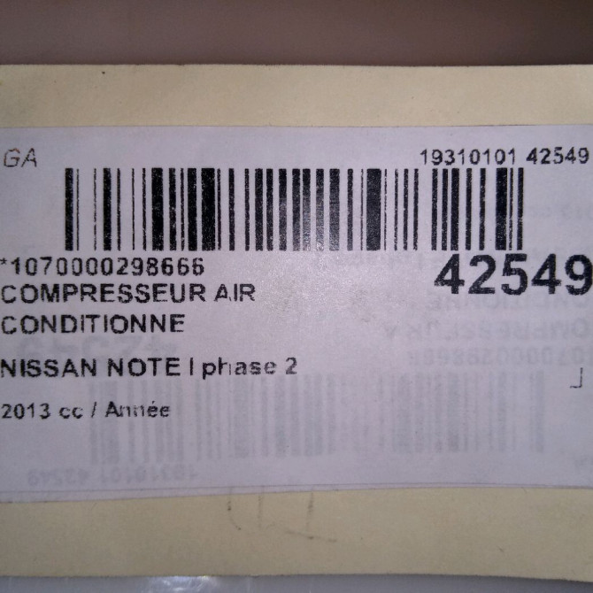 Compresseur air conditionne occasion NISSAN NOTE I phase 2 03-2009->02-2014 92610CJ60B 4