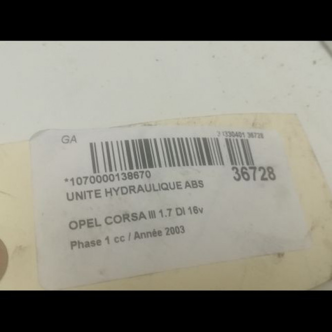 Unité hydraulique ABS occasion OPEL CORSA III Phase 1 10-2000->08-2003 1.7 DI 16v 93172000 3