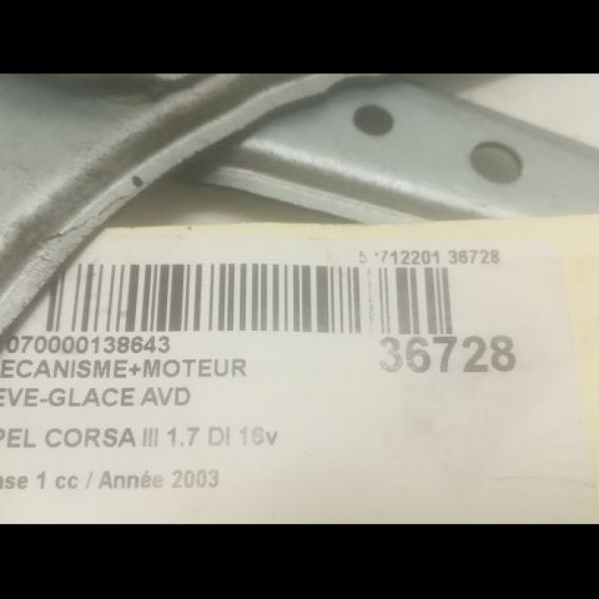 Mecanisme + moteur lève-glace avant droit occasion OPEL CORSA III Phase 1 10-2000->08-2003 1.7 DI 16v 93186827 3