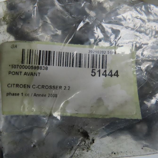 Pont avant occasion CITROEN C-CROSSER Phase 1 04-1995->04-1999 2.2 HDI 160ch 6