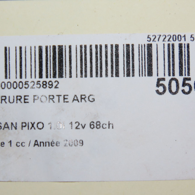 Serrure porte arg occasion NISSAN PIXO Phase 1 05-2009->... 1.0i 12v 68ch 825034A01A 6