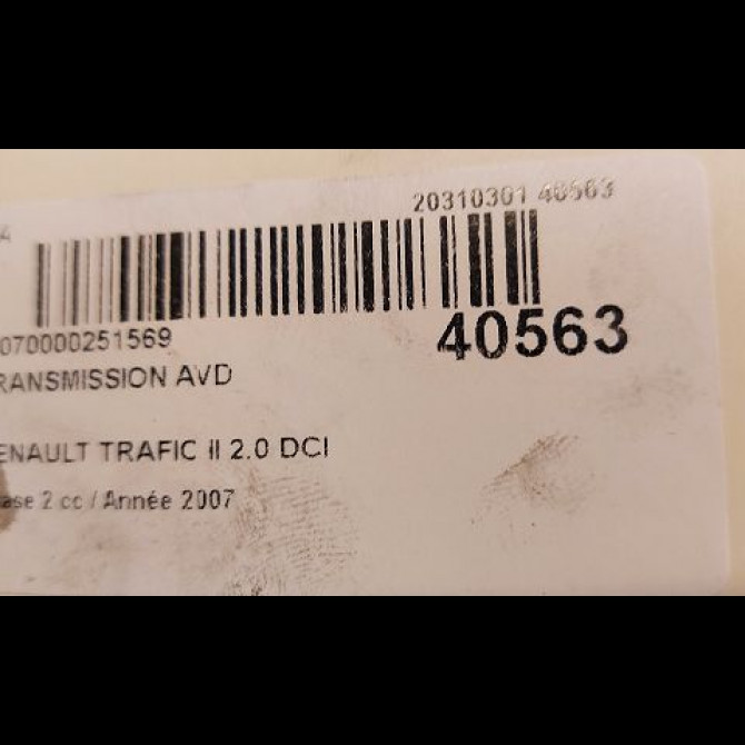 Transmission avant droite occasion RENAULT TRAFIC II Phase 2 08-2006->... 2.0 DCI 115ch 8200452268 5