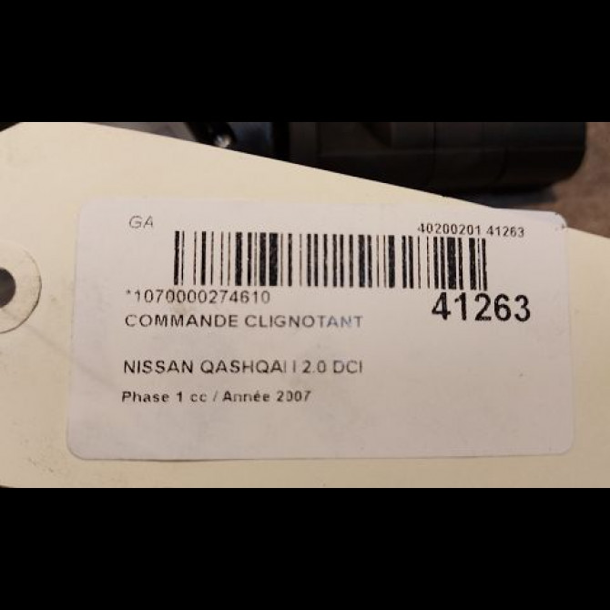 Commande clignotant occasion NISSAN QASHQAI I Phase 1 01-2007->09-2010 2.0 DCI 150ch 25540JD03A 3