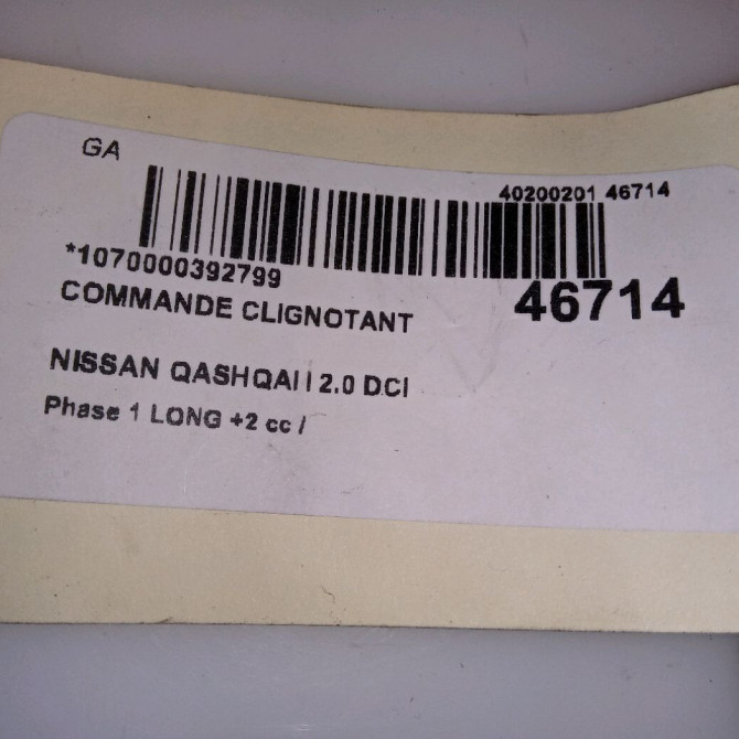 Commande clignotant occasion NISSAN QASHQAI I Phase 1 04-1995->04-1999 2.0 DCI 150ch 25540JD03A 4