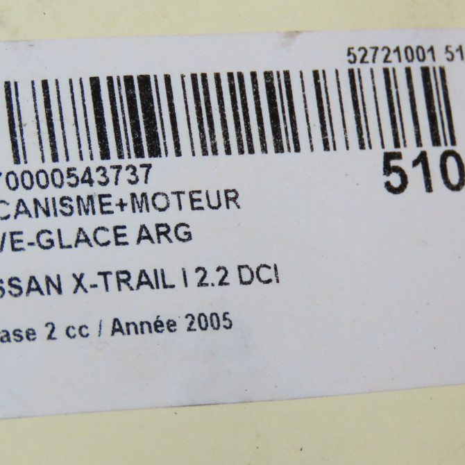 Mecanisme+moteur leve-glace arg occasion NISSAN X-TRAIL I Phase 2 01-2004->11-2007 2.2 DCI 5