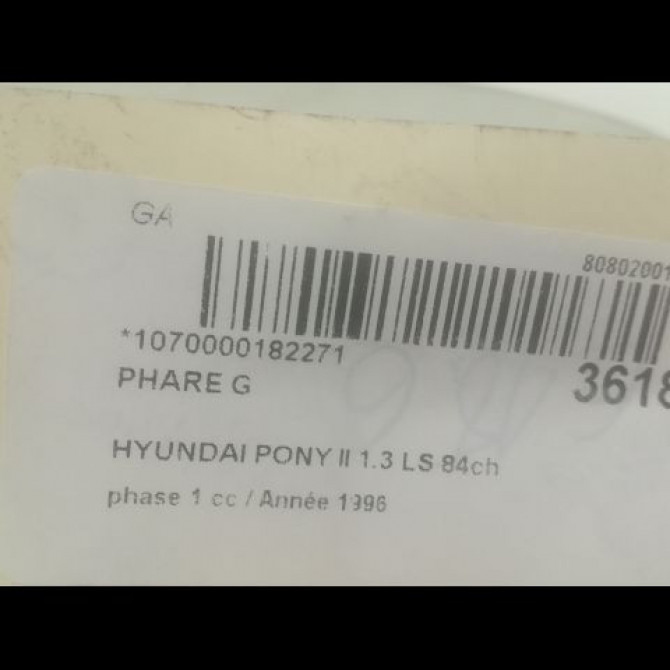 Phare gauche occasion HYUNDAI PONY II phase 1 10-1994->12-1997 1.3 LS 84ch 9210122200 3