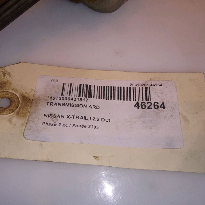 Transmission arrière droite occasion NISSAN X-TRAIL I Phase 2 01-2004->11-2007 2.2 DCI 396008H510RE 5