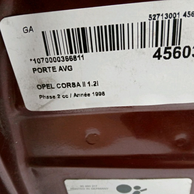 Porte avant gauche occasion OPEL CORSA II Phase 2 04-1997->10-2000 1.2i 90535123 2