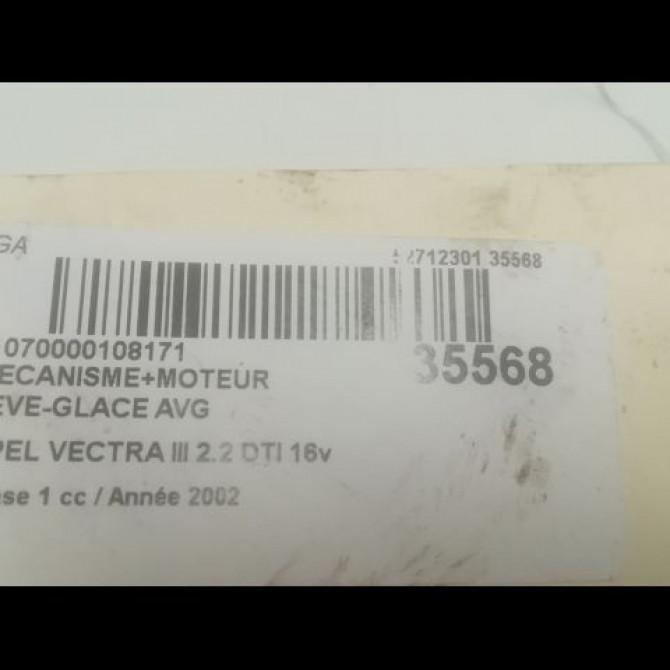 Mecanisme+moteur leve-glace avg occasion OPEL VECTRA III Phase 1 06-2002->10-2005 2.2 DTI 16v 125ch 93171820 3