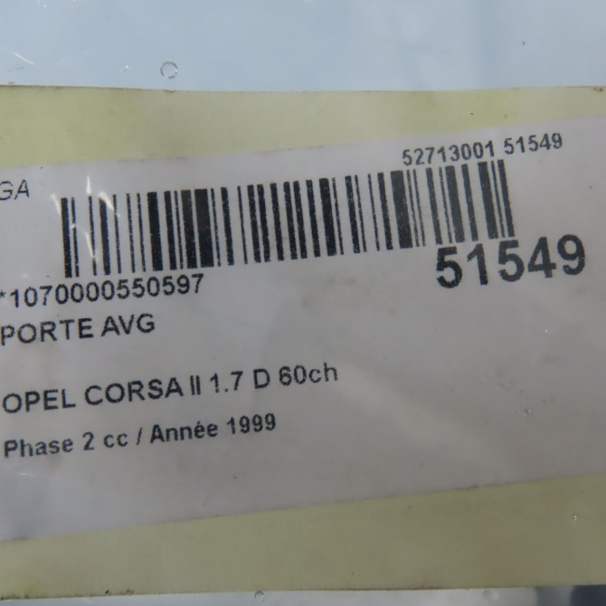 Porte avant gauche occasion OPEL CORSA II Phase 2 04-1997->10-2000 1.7 D 60ch 90535123 8