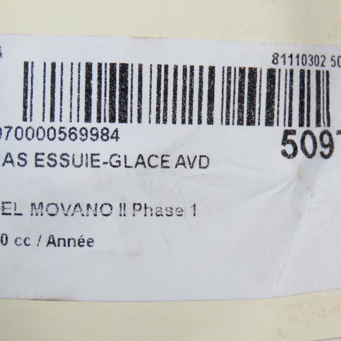 Bras essuie-glace avant droit occasion OPEL MOVANO II Phase 1 04-2010->... 93197300 5