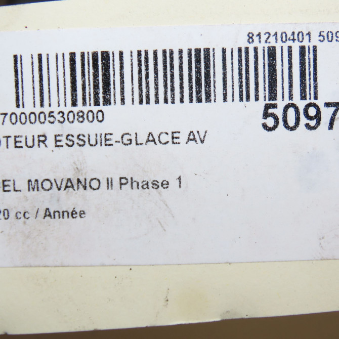 Moteur essuie-glace avant occasion OPEL MOVANO II Phase 1 04-2010->... 93197310 6