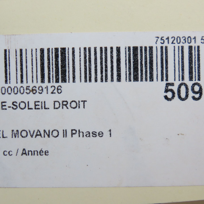 Pare-soleil droit occasion OPEL MOVANO II Phase 1 04-2010->... 95519620 4