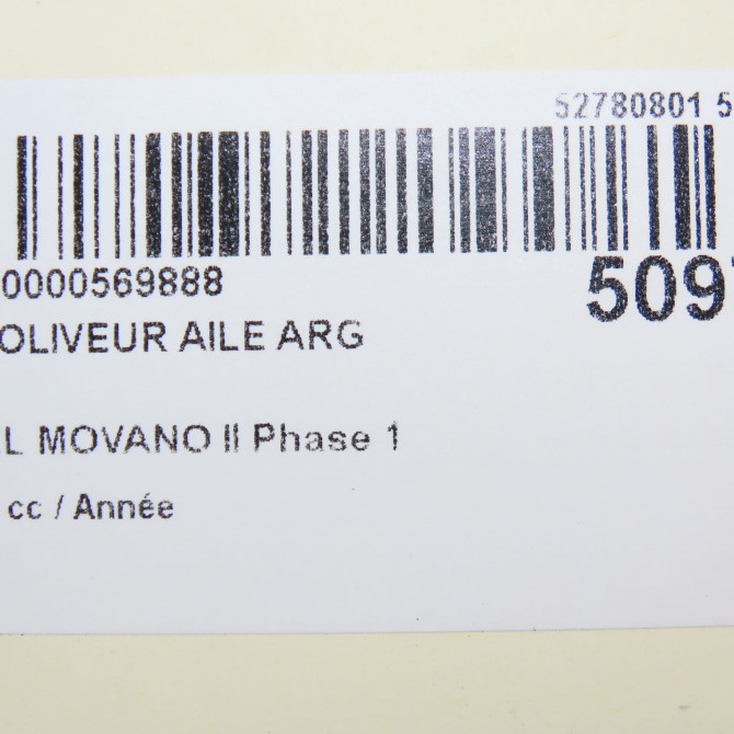 Enjoliveur aile arg occasion OPEL MOVANO II Phase 1 04-2010->... 4