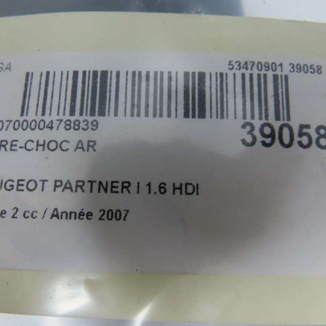 Pare-choc arrière occasion PEUGEOT PARTNER I Phase 2 11-2002->05-2008 1.6 HDI 16v 75ch 7410CH 6