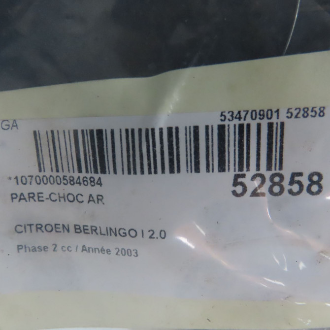 Pare-choc arrière occasion CITROEN BERLINGO I Phase 2 11-2002->10-2010 2.0 HDi 90ch 7410CH 8