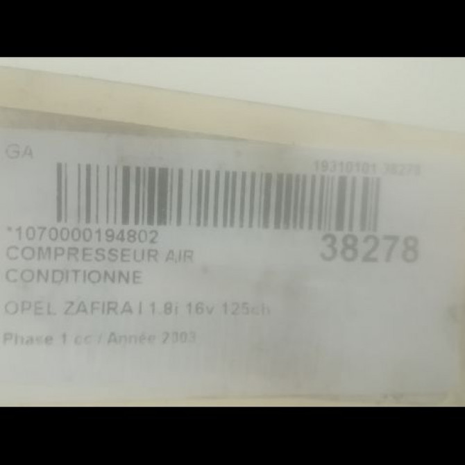 Compresseur air conditionne occasion OPEL ZAFIRA I Phase 1 03-1999->07-2005 1.8i 16v 125ch 24430230 3