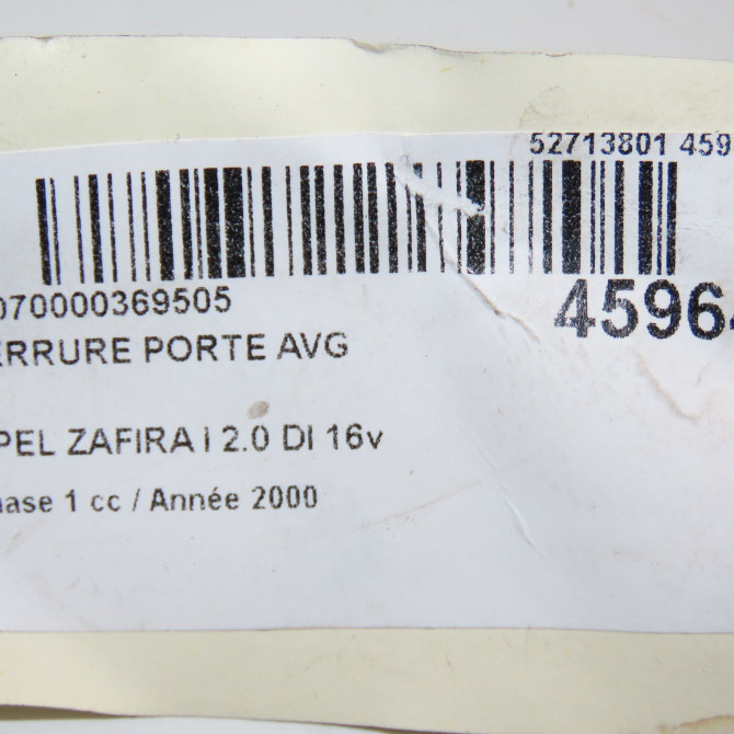 Serrure porte avg occasion OPEL ZAFIRA I Phase 1 03-1999->07-2005 2.0 DI 16v 90561151 8