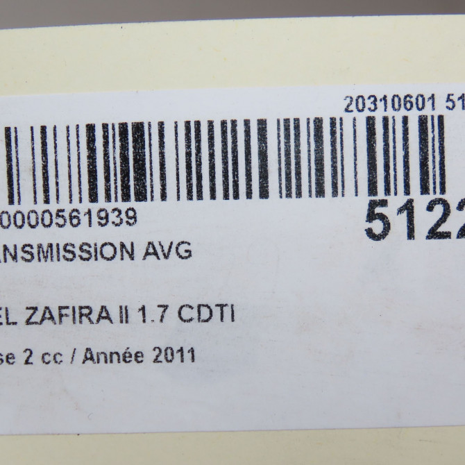 Transmission avant gauche occasion OPEL ZAFIRA II Phase 2 01-2008->12-2014 1.7 CDTI 125ch 13214836 7