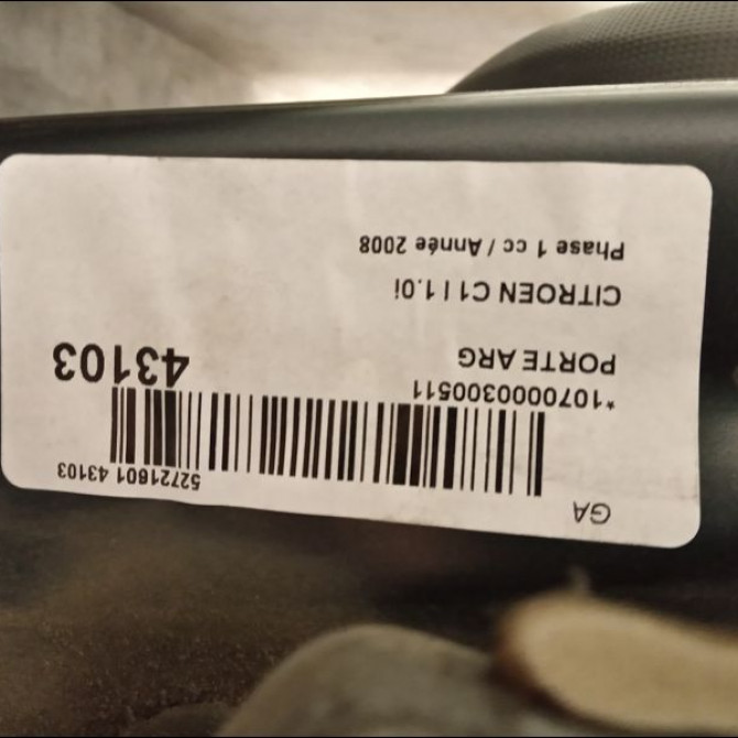 Porte arrière gauche occasion CITROEN C1 I Phase 1 06-2005->11-2008 1.0i 1612543780 3