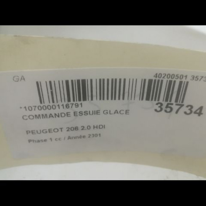 Commande essuie glace occasion PEUGEOT 206 Phase 1 09-1998->03-2009 2.0 HDI 3